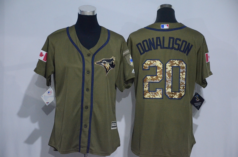 Womens 2017 MLB Toronto Blue Jays #20 Donaldson Green Salute to Service Stitched Baseball Jersey->women mlb jersey->Women Jersey